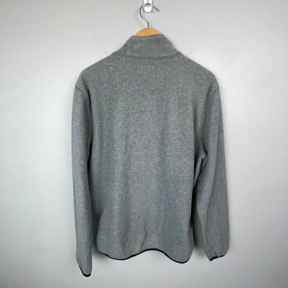 Gap Pullover Men Large Gray Blue Colorblock Fleece Quarter Zip Sweater Preppy